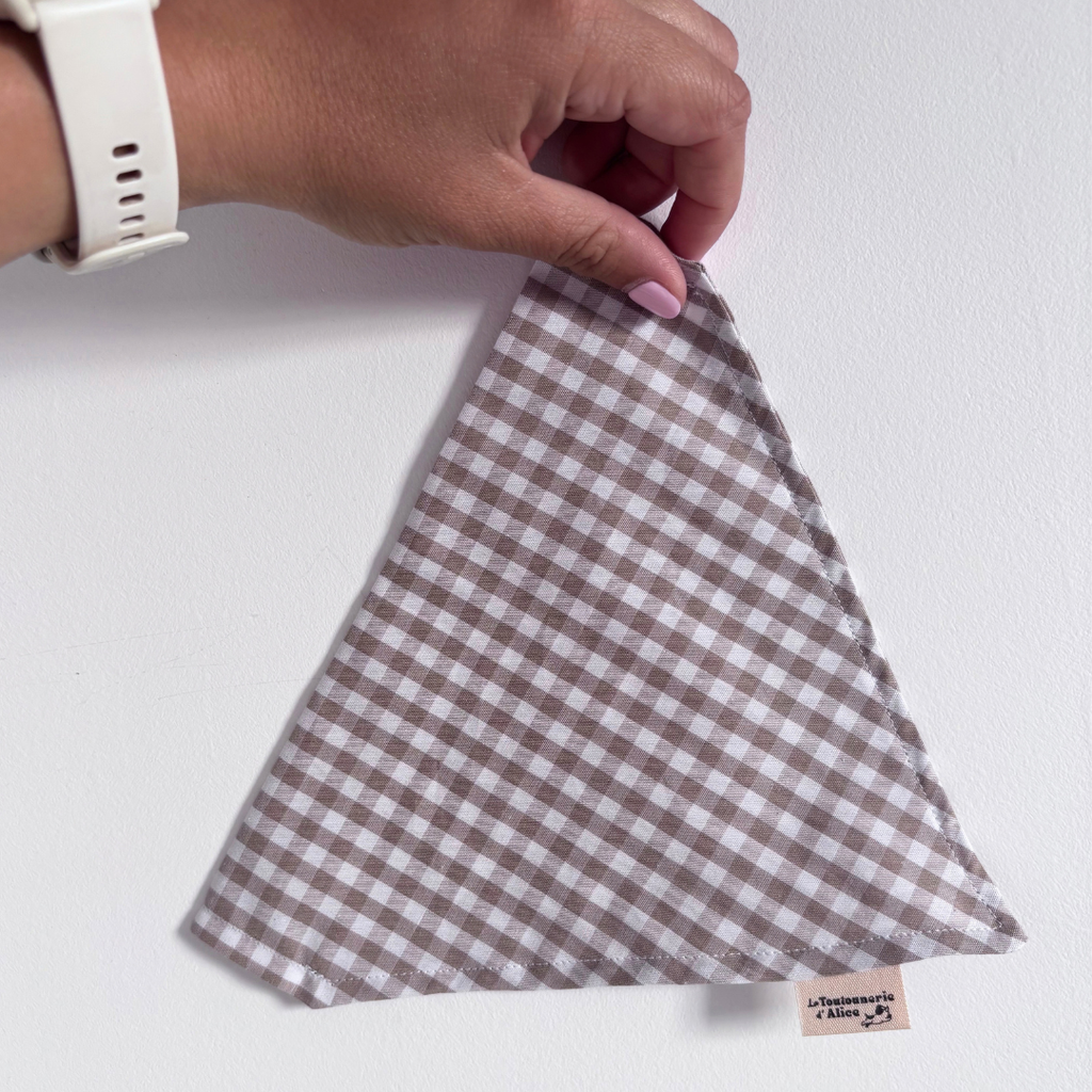 Bandana Collier - Vichy Beige 🤍