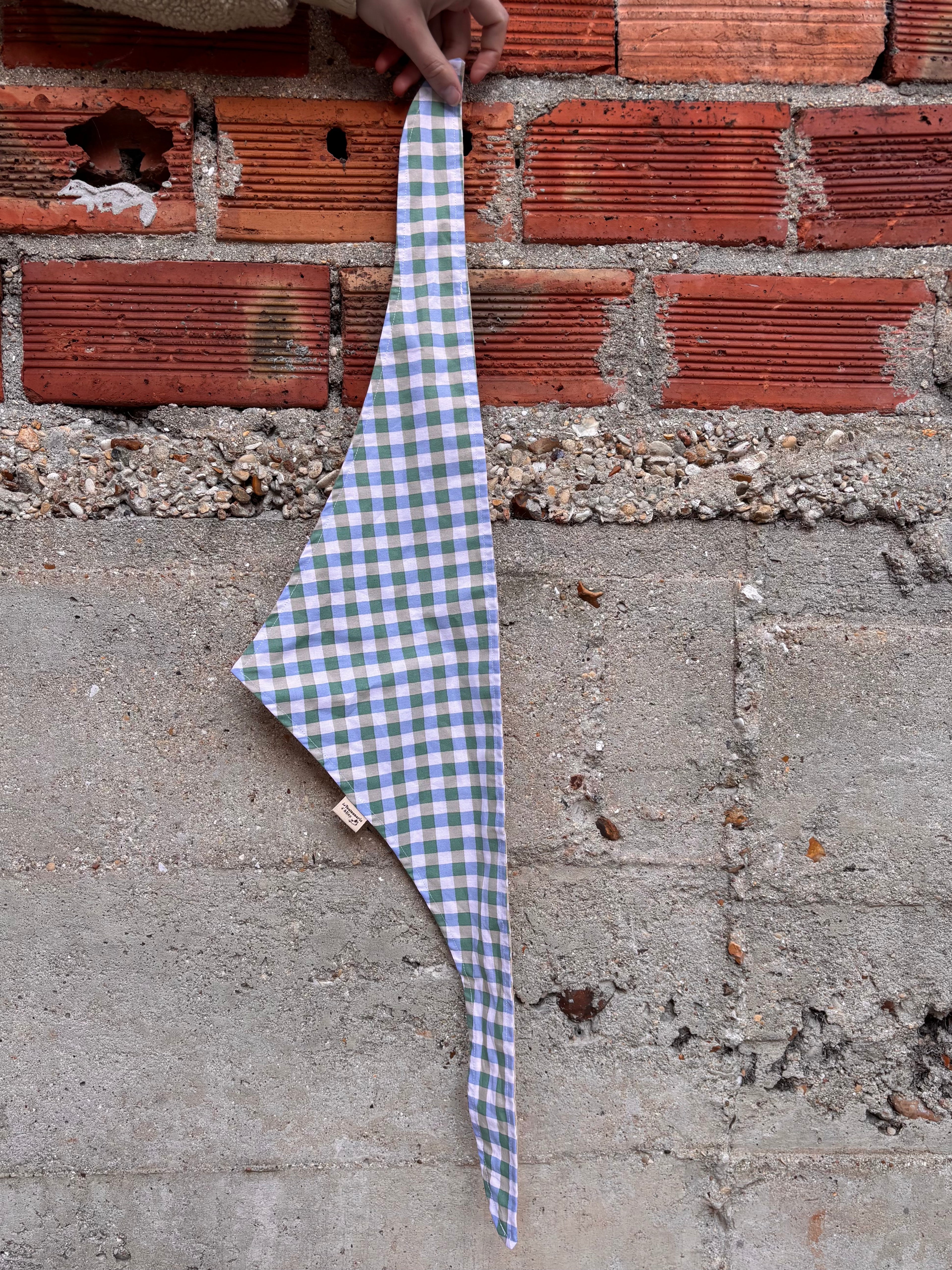 Bandana - Carreaux Vert Bleu / Pois Crème 💚💙💛