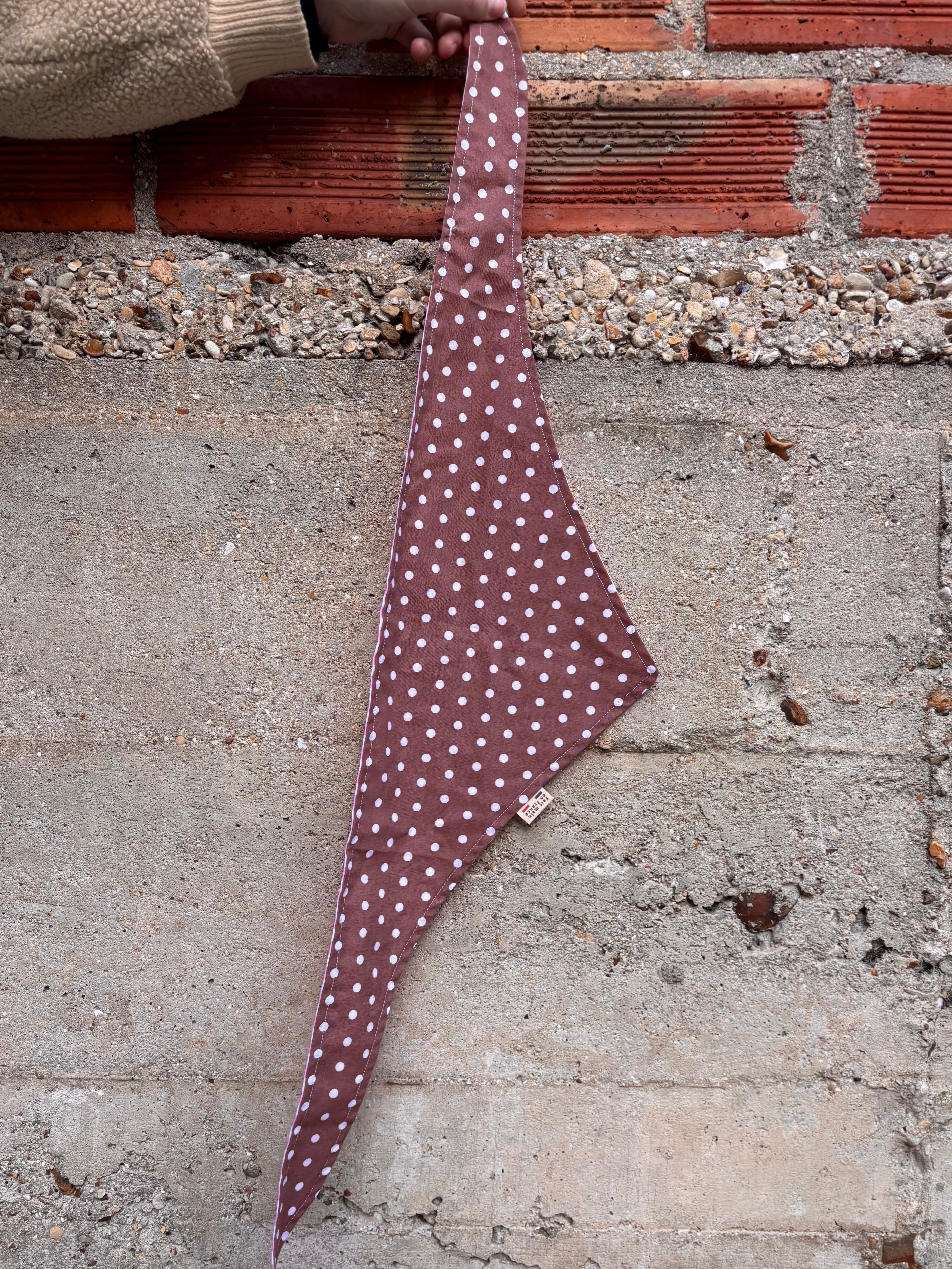 Bandana - Carreaux Rose Orange / Pois Marron 💕🤎