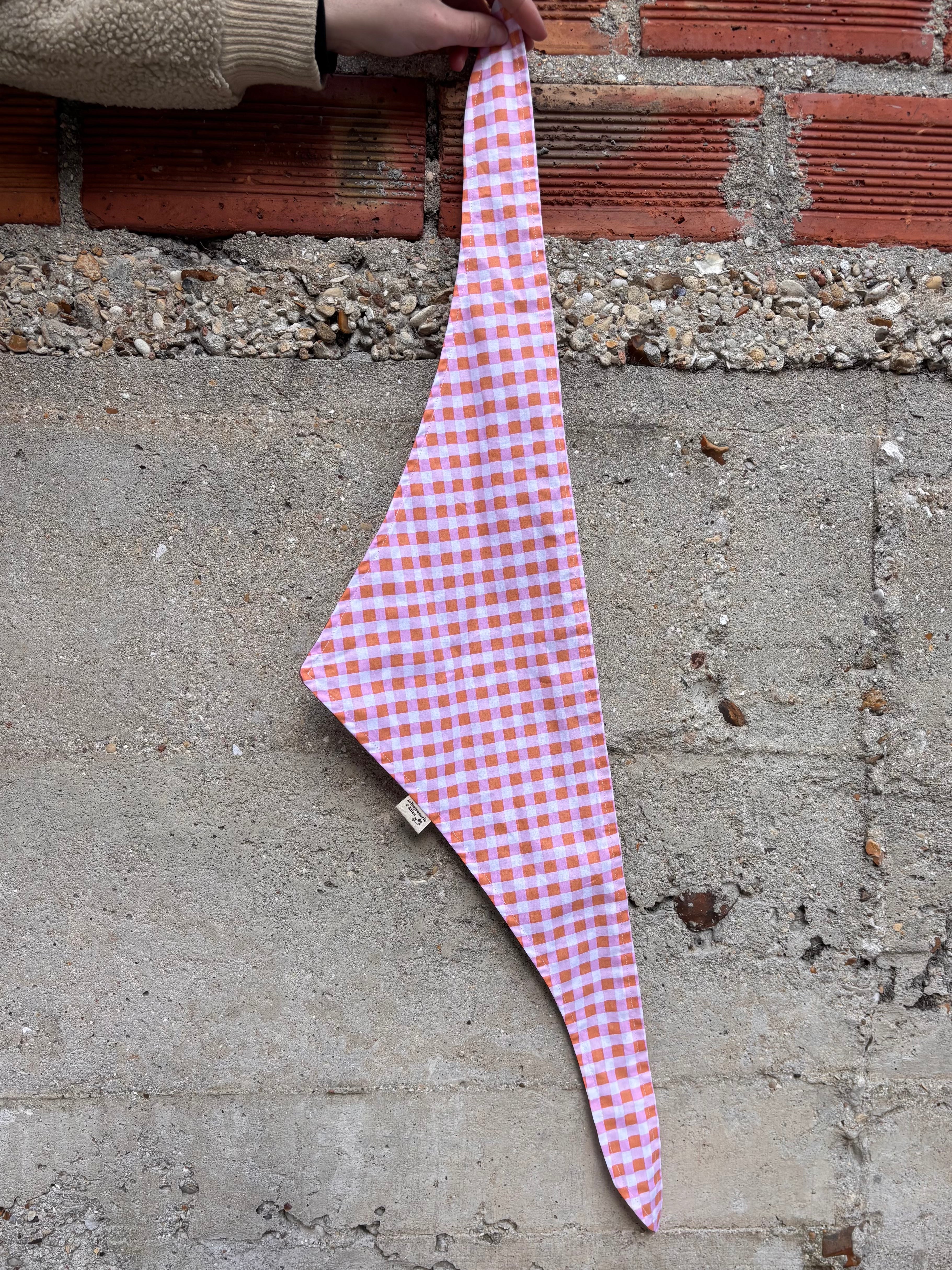 Bandana - Carreaux Rose Orange / Pois Marron 💕🤎