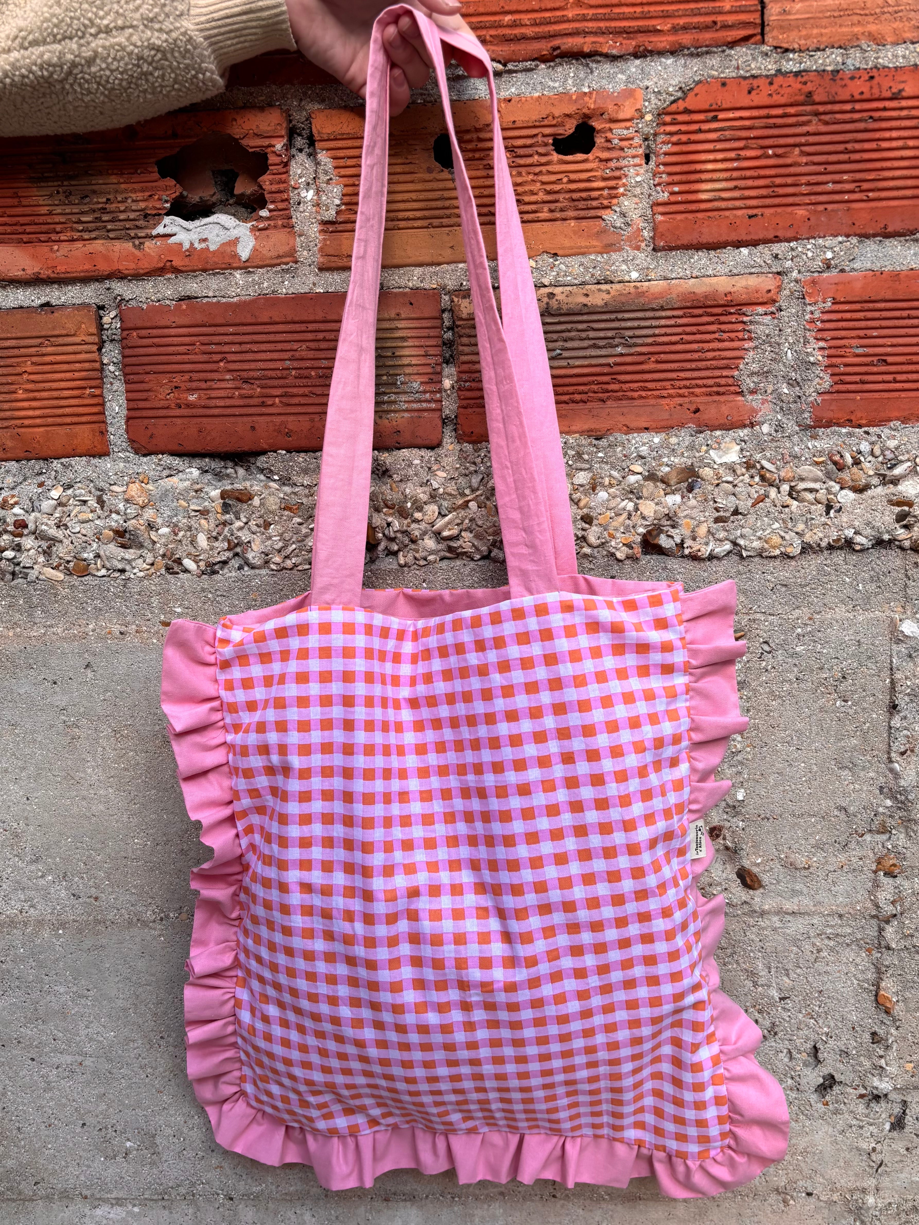 Tote Bag Froufrou - Carreaux Rose et Orange 💕🧡